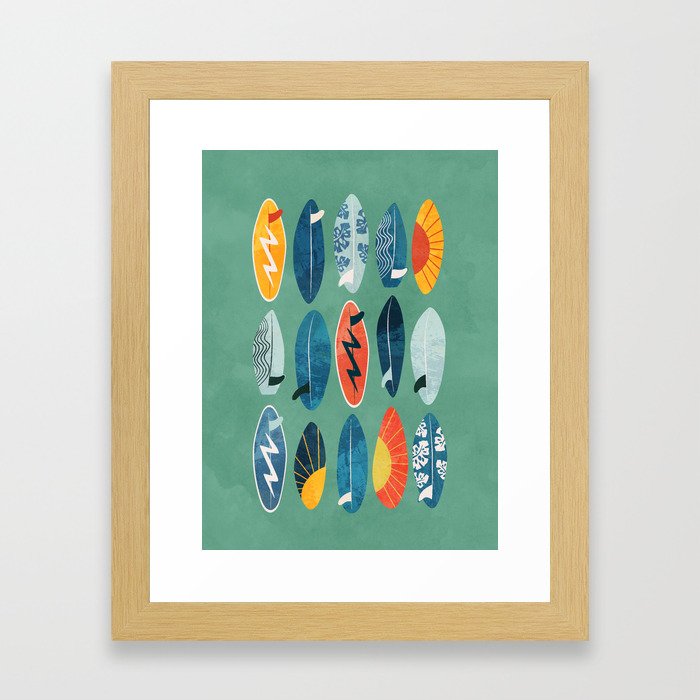 Surfboard green  Framed Art Print