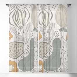 Autumn - Botanical Abstract Sheer Curtain