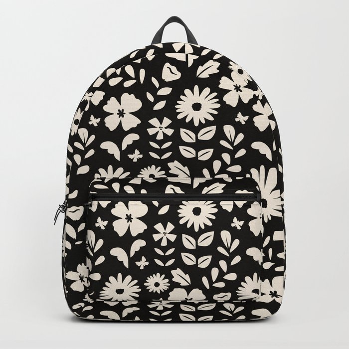 Black Floral Backpack