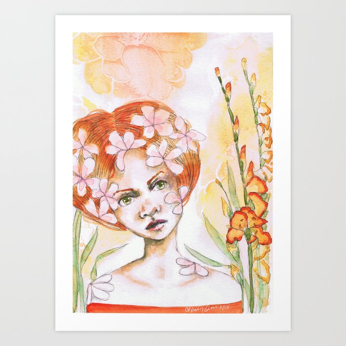 Gladiolus Girl Art Print