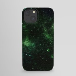 Green Nebula Black Galaxy Background iPhone Case