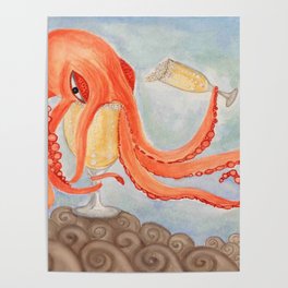 Drunk Octopus Poster