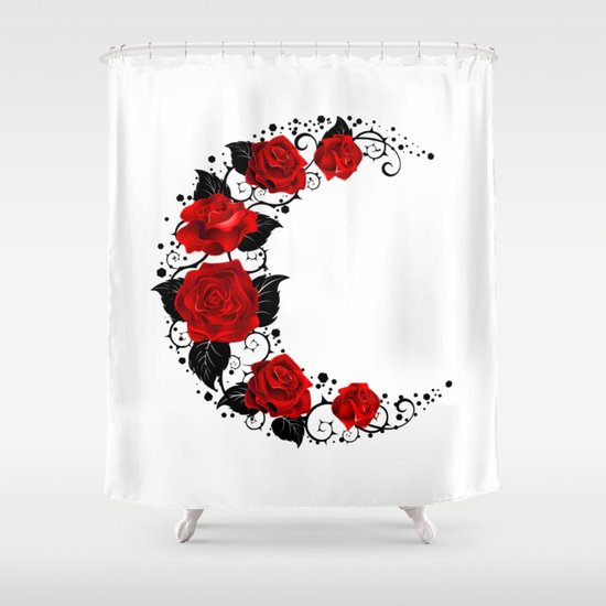 Moon Of Red Roses Shower Curtain By, Red Rose Shower Curtain