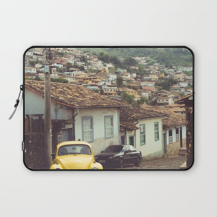 Brazil Photography - Old Street With An Old Yellow Car Laptop Sleeve