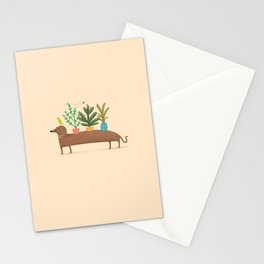 Dachshund & Parrot Stationery Card