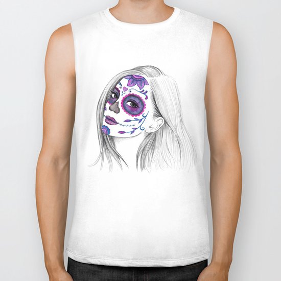 Sugar Skull Girl Biker Tank