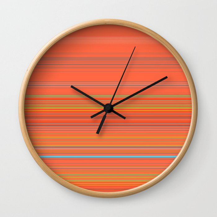 Orange Grey Stripe Design Wall Clock