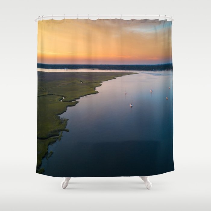 Stono River Sailboats Shower Curtain