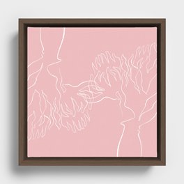 Blooming, the blooming stage of a pair of protea; pink ink drawing Framed Canvas