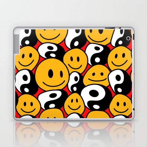 Yin Yang Smiley Emoticon 90s Laptop & iPad Skin