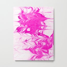 Mitori - spilled ink abstract minimal painting swirl ocean hot pink neon kids watercolor marble case Metal Print
