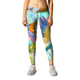 Exotic colorful parrot pattern in watercolor splashes Leggings | Parrotspainting, Budgielove, Graphicdesign, Birdpatterns, Artsy, Watercolorsplashes, Feathers, Budgie, Abstractpainting, Prettybird 
