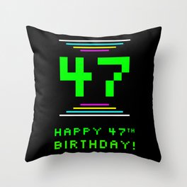 [ Thumbnail: 47th Birthday - Nerdy Geeky Pixelated 8-Bit Computing Graphics Inspired Look Throw Pillow ]