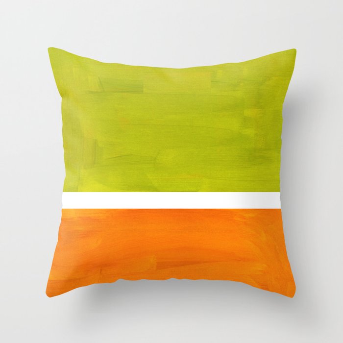Retro Lime Green Minimalist Abstract Color Block Rothko Midcentury Modern Art Throw Pillow