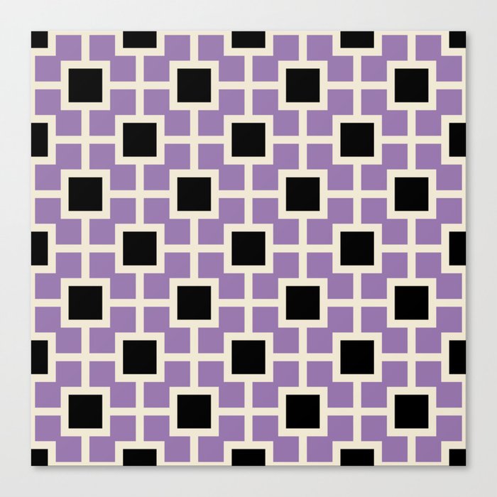 Classic Hollywood Regency Pattern 766 Black Lavender and Beige Canvas Print