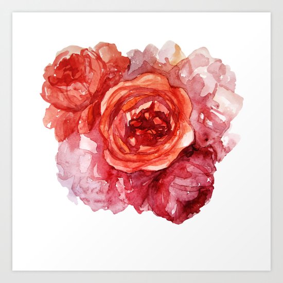 Watercolor peony Art Print