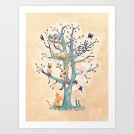 The tree of cat life Art Print