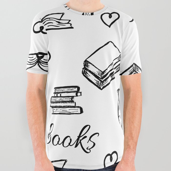 Books Pattern All Over Graphic Tee
