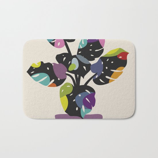 Happy Bright Leaves - Monstera (II) Bath Mat