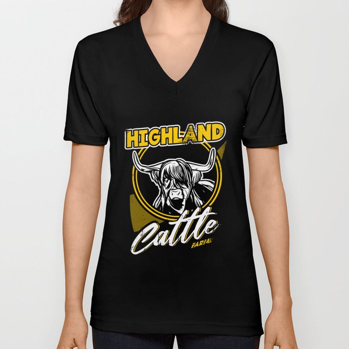 Highland Cattle V Neck T Shirt