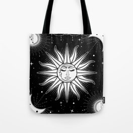Celestial Night / Sun Moon And Stars Tote Bag