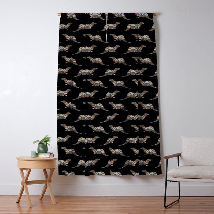 Otter Zodiac Symbol Pattern for a Native American Blackout Curtain by