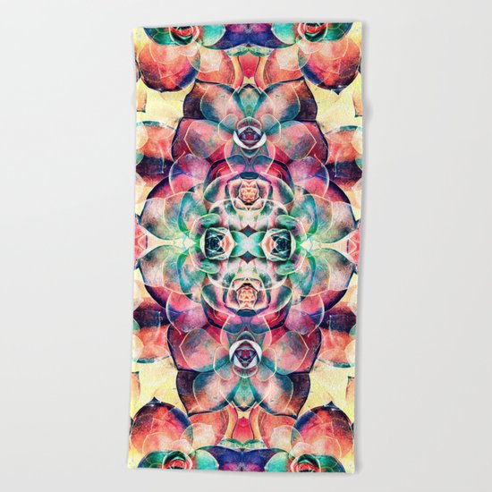 Succulents Abstract Beach Towel