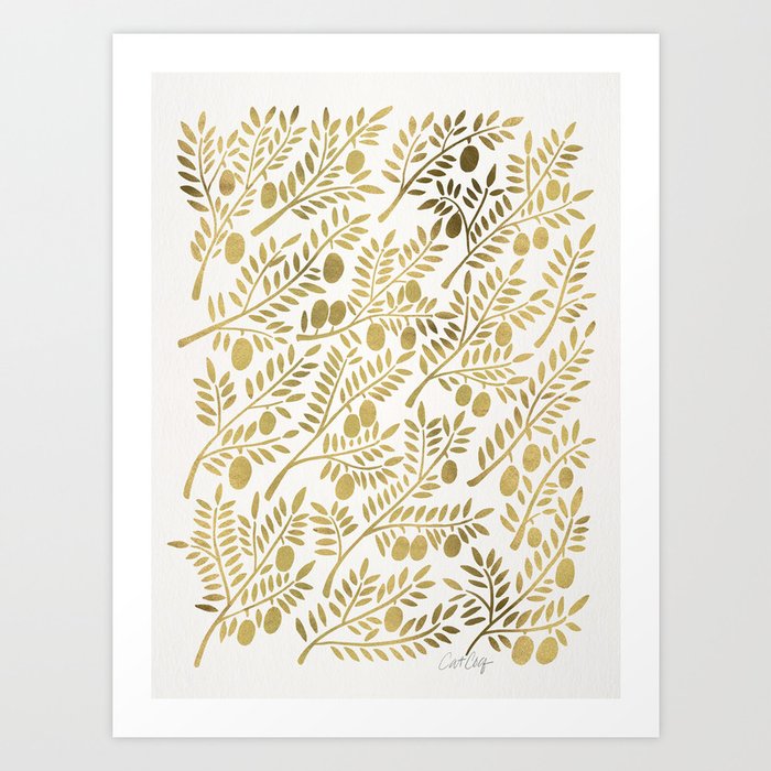 Gold Olive Branches Art Print