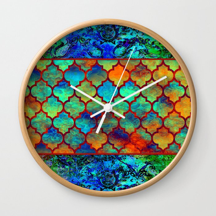 Bohemian hippy colorful country design Wall Clock