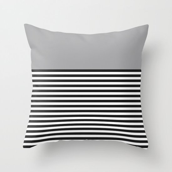 STRIPE COLORBLOCK {GRAY} Throw Pillow