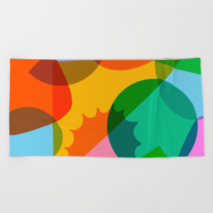 Fun Shapes Colorful Modern Pattern Beach Towel