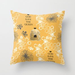 God Save the Queen - Bees Throw Pillow