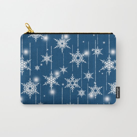 Christmas pattern. White snowflakes on a blue background. Carry-All Pouch