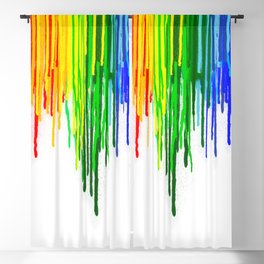 Rainbow Paint Drops on White Blackout Curtain