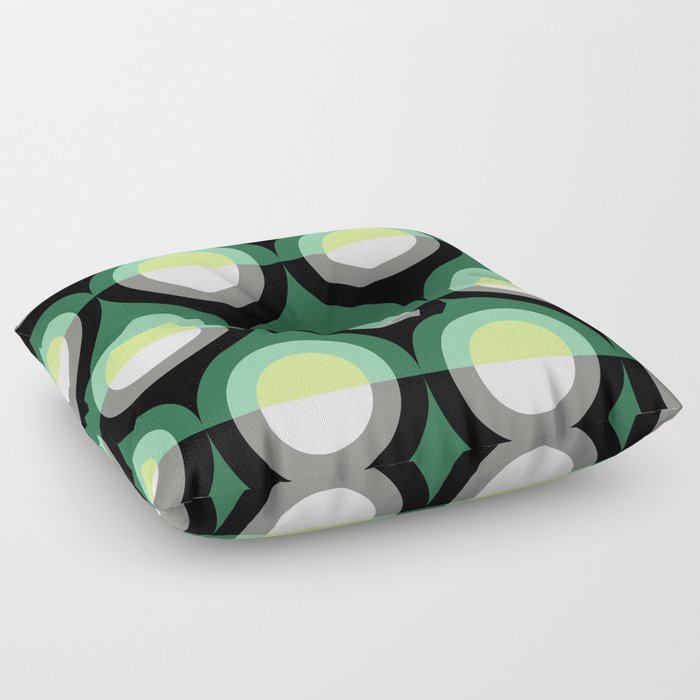 Mid-Century Teardrop Geometric Pattern - Forest Colors Floor Pillow