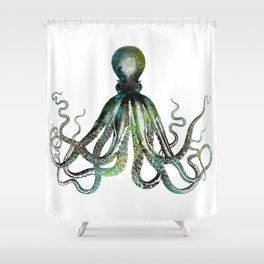 Octopus marine life watercolor art Shower Curtain