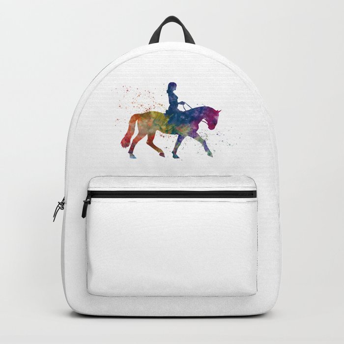 woman rides a horse in watercolor Backpack