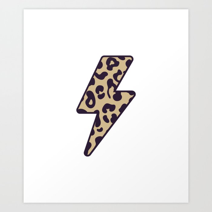 Leopard Cheetah Lightning Bolt Preppy Aesthetic Art Print by