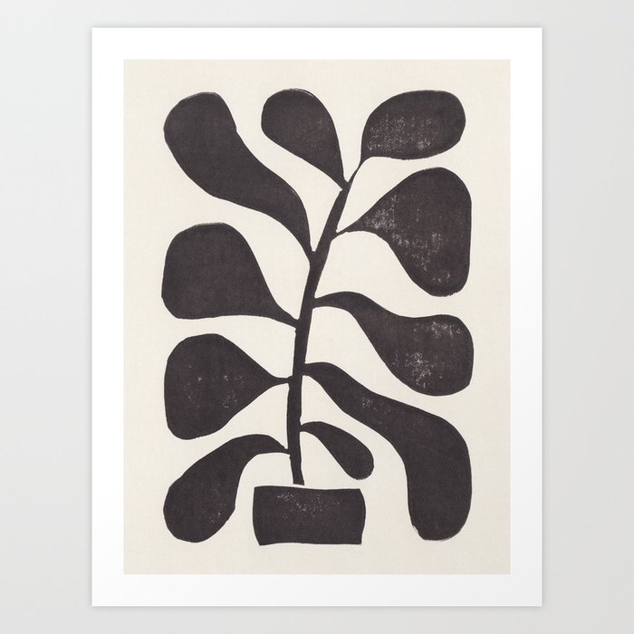 Linocut Houseplant #3 Art Print