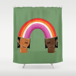 Love is Love - Lesbian rainbow flag Shower Curtain