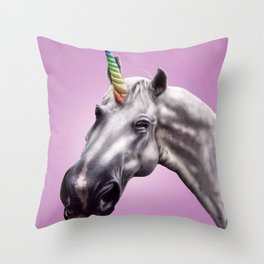 Unicorn Poking Tongue Selfie Throw Pillow