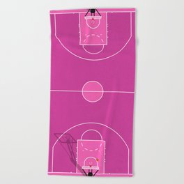 Pink Basketball Court  Beach Towel