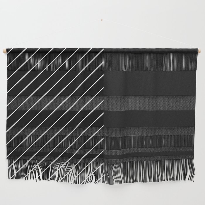 Elegant Thin Stripes and Paper Texture Noise Texture Black White Wall Hanging
