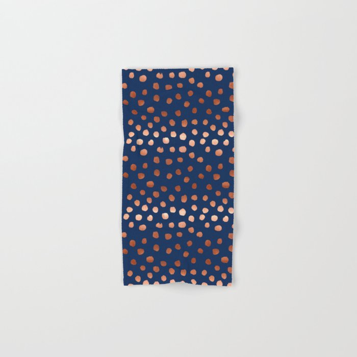 Rose Gold Navy Polka Dot Painted Metallic Pattern Basic Minimal