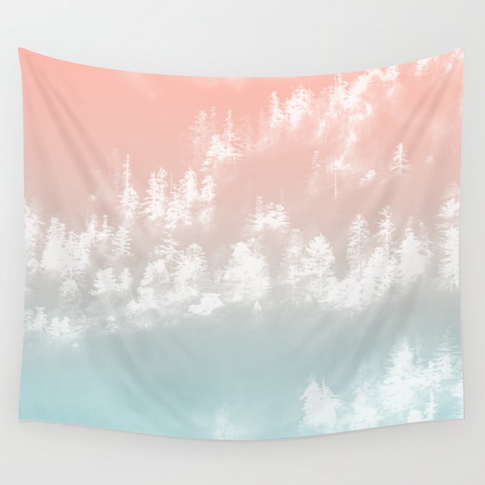 Forest In The Clouds Block Print Wall Tapestry