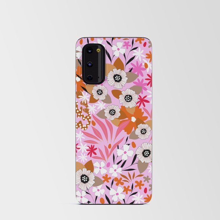Maximalist Boho Floral Pattern 5. Earthy pink & orange Android Card Case