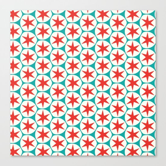 Retro Red Stars Pattern Canvas Print