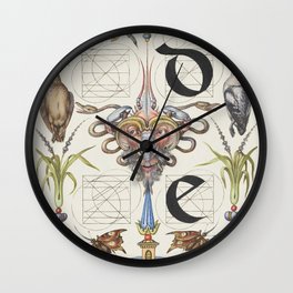 Vintage calligraphy art d and e Wall Clock