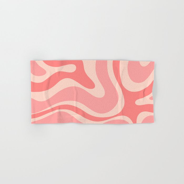 Blush Pink Modern Retro Liquid Swirl Abstract Pattern Square Hand & Bath Towel
