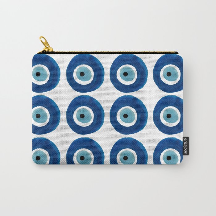 Watercolor Evil Eye Pattern (Nazar) Carry-All Pouch